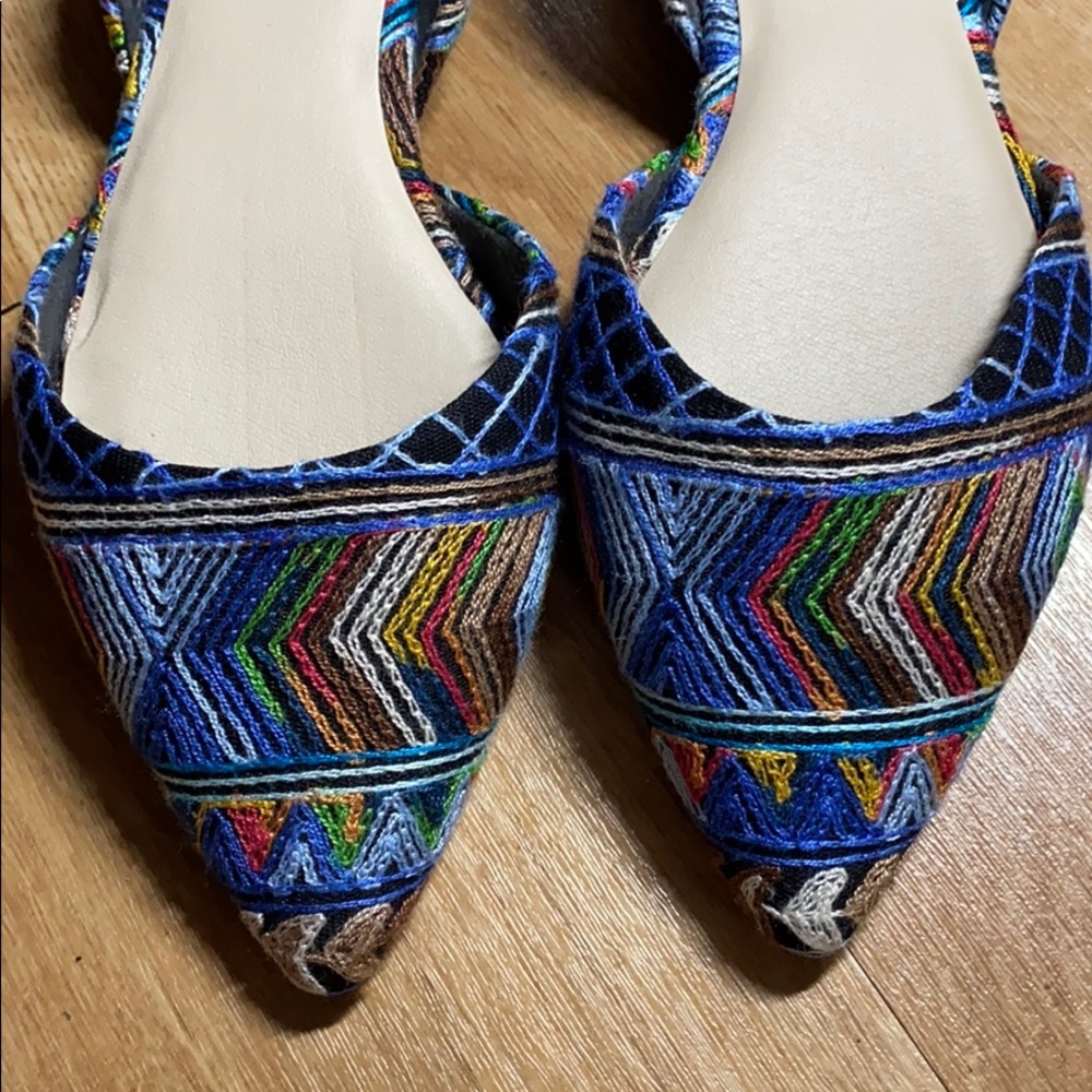 Anthropologie Multicolored Embroidered Seychelles